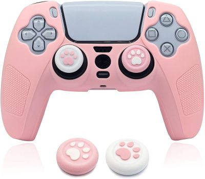 Anti-Slip Silicone Protector Rubber Case Cute Kawaii Accessories Joystick Skin Grip Cover with 2 Thumb Cap For PS5 Controller