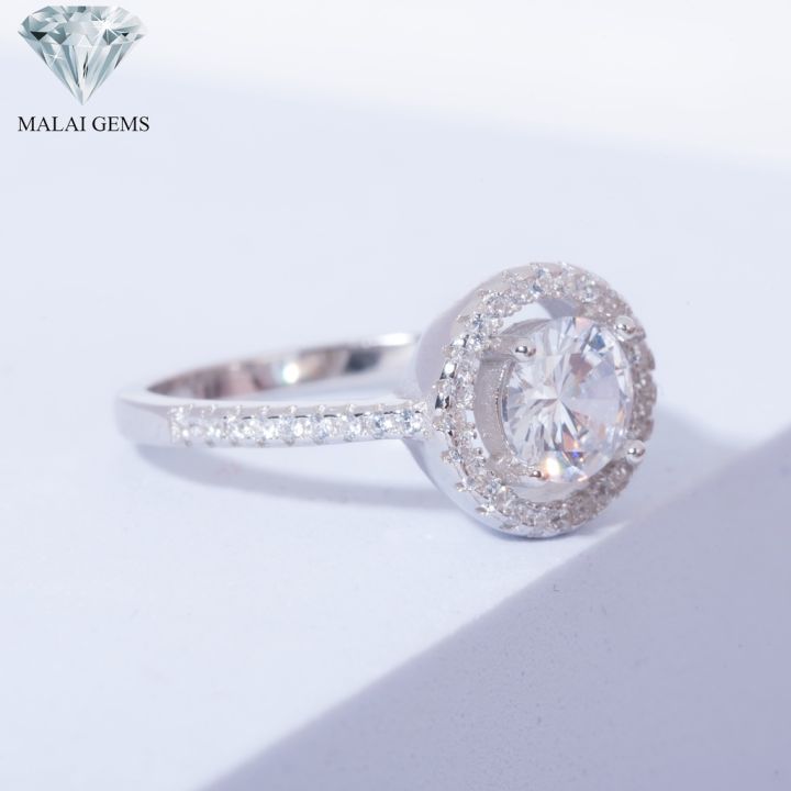 malai-gems-แหวนเพชร-halo-แหวนเพชรล้อม-เงินแท้-925-เคลือบทองคำขาว-ประดับเพชรสวิส-cz-รุ่น-071-2r12504-แถมกล่อง