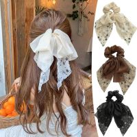 ☢ Bowknot Hair Scrunchie 2 Layers Bow Hair Ribbon for Women Girls Ponytail Holder Hair Ties Elastic Hair Bands Hair Accessories