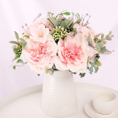 【CC】 Artificial Flowers for Wedding Decoration Silk Bouquet Plastic Fake Table Arrangement