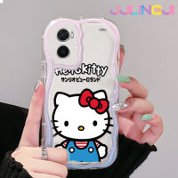 Jjlingji เคสสำหรับ OPPO A76 A96 A36เคสการ์ตูนเฮลโลคิตตี้ลายดีไซน์ใหม่เนื้อครีมขอบคลื่นนุ่มเคสมือถือกันกระแทกแบบใสปลอกโปร่งใสลายกล้องถ่ายรูปเรียบง่ายอ่อนโยนฝาครอบป้องกัน