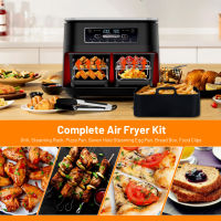 หม้อทอด Air Fryer ซิลิโคนอุปกรณ์ทอดหม้อทอด Air Fryer 7ชิ้นสำหรับนินจา AF400UK คู่และทาวเวอร์ T17088และ AF300UK นำมาใช้ใหม่ได้8.46นิ้วตะกร้าเครื่องทอดหม้อทอด Air Fryer และชั้นวางหม้อทอด Air Fryer &amp; ถุงมือซิลิโคนและที่ใส่ซิลิโคนหม้อทอด Air Fryer 7ชิ้นอุปกรณ