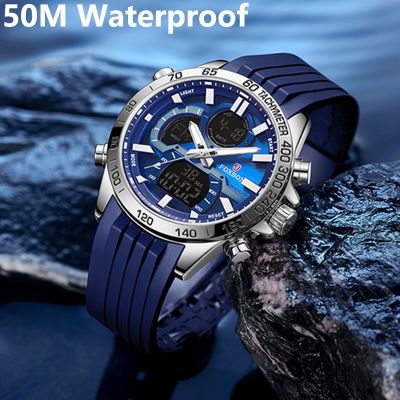 ：“{—— LIGE Luxury Brand Quartz Men Watches LED Digital Sport Wristwatches Steel Strap Waterproof Business Male Clock Relogio Masculino