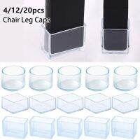 ∈♤ﺴ 12/20PCS Silicone Chair Leg Caps Transparent Square Table Feet Cover Floor Protector Pads Furniture Pipe Hole Plugs Home Decor