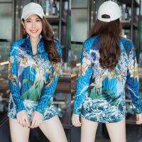 เสื้อตกปลา JK THAILAND ลาย Posaidon  สีน้ำเงิน  ป้องกันรังสี UV 80-90% สีไม่ตก แห้งเร็ว