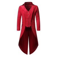 【YP】 Gótico do vintage steampunk vestido colete homens 2022 marca vermelho fino ajuste sem mangas halloween cosplay traje homme