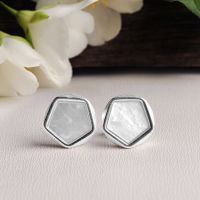 Lotus Fun Real 925 Sterling Silver Creative North European Style Geometric Angles Design Fine Jewelry Stud Earrings for Women