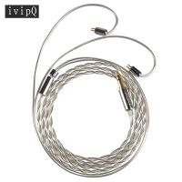 ivipQ 2-Core Single Crystal Copper Silver Plated 2.5/3.5mm/4.4mm Earphone with MMCX/2-PIN/QDC/TFZ Headphone Connector Audio Line