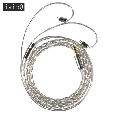 ivipQ 2-Core Single Crystal Copper Silver Plated 2.5/3.5mm/4.4mm Earphone with MMCX/2-PIN/QDC/TFZ Headphone Connector Audio Line