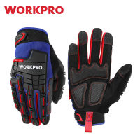 WORKPRO ถุงมือทำงานหนักถุงมือหนังสังเคราะห์ช่างถุงมือทำงานผลกระทบป้องกันพีวีซีหน้าจอสัมผัส