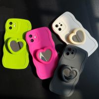 3D Heart Mirror Holder Phone Case For Xiaomi Redmi Note 11 pro note10 10S note 9 9s 9c 9t 10A 10C A1 A2 Stand Cover Shell