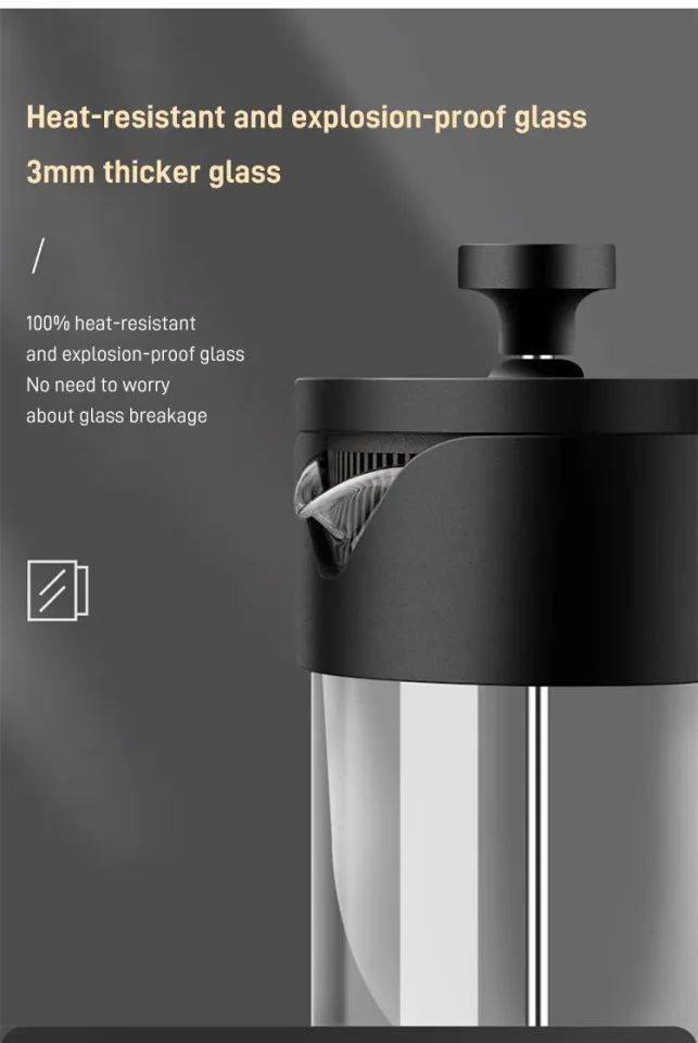 Most Durable Press Coffee Maker Made of 3 mm Thick Borosilicate