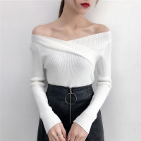V Neck Twisted Back Sweater Women Jumpers Autumn Pullovers Casual Tops Long Sleeve Knitted Sweaters Off Shoulder pull femme