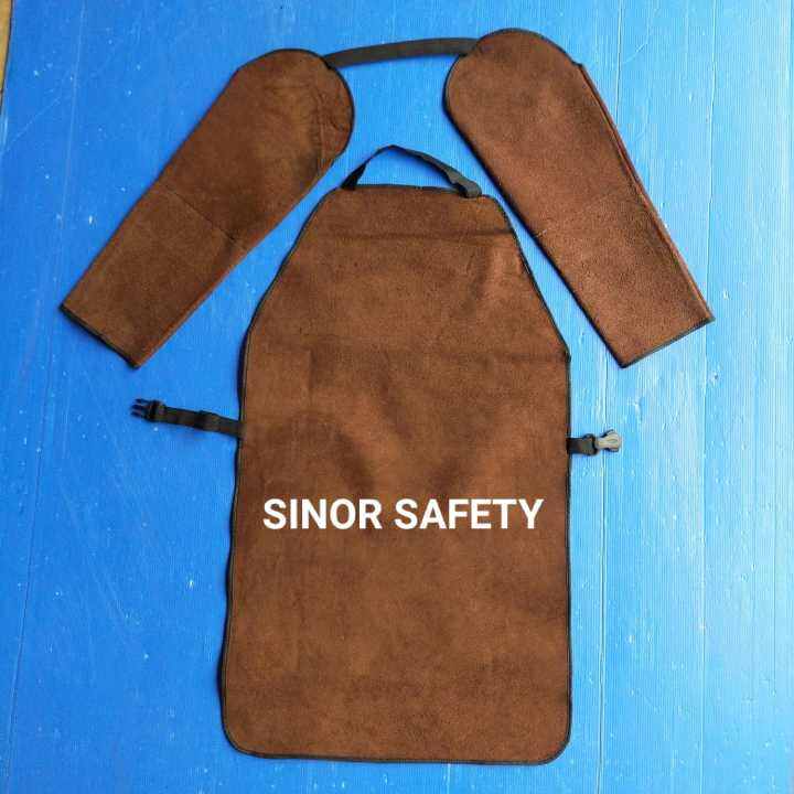 Apron Las Dada Dan Lengan Kulit Sapi Warna Coklat Lazada Indonesia