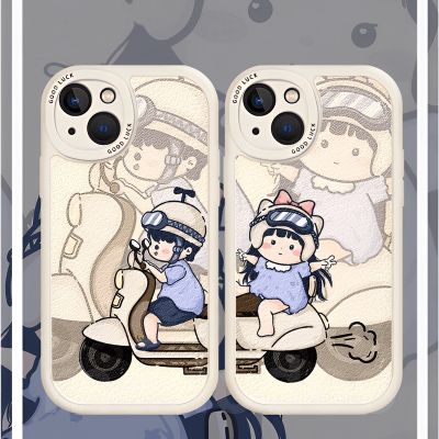 ✔ Cartoon Soft Casing iPhone 14 13 12 Xs max 6 6S 7 8 X XR 11promax 12promax 13promax ins Electromobile Couple Hole Anti-fall Protection Back Cover XPN 57