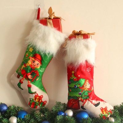 Christmas Cartoon Striped Elf Stocking Children 39;s Candy Indoor Family