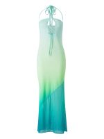 ✼ yebeitao04512 Cutout Bodycon Halter Neck Tie Dye Up Hollow Out Backless Cocktail