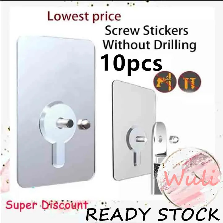 Wuli [Fast Delivery] 10Pcs Punch-Free Non-Marking Adhesive Nails Free Screw  Non-Trace No Drilling Nail Screw Stickers Wall Picture Hook Kitchen  Bathroom Hanger | Lazada Singapore