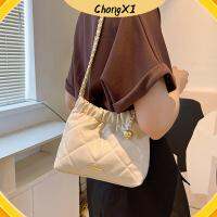 CHONGXI จีบลายสก๊อต กระเป๋าทรงถัง จุได้มาก หนังพียู กระเป๋า Crossbody แฟชั่นสำหรับผู้หญิง สีทึบทึบ กระเป๋าสะพายไหล่แบบสั้น ผู้หญิงผู้หญิงผู้หญิง