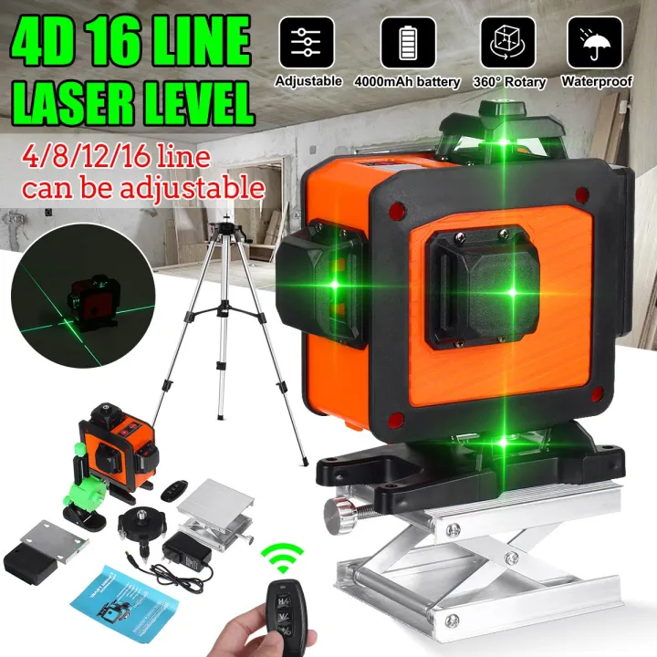 Waterproof 16 Line Laser Level Horizontal Vertical Cross 360 Green ...