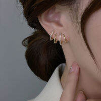 Vibrato Cold Inlaid Wind Zircon Design High-end Four Earrings Ear