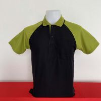 เสื้อโปโลผู้ชาย Men Polo Shirt Plain Polo T Shirt Soft Pique Short Sleeve Tops For Men Side Vents สีดำแขนเขียวไพร เนื้อผ้านุ่ม สวมใส่สบาย ซึ่งมีทั้งแบบชาย และแบบผู้หญิง