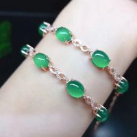 925 Silver Natural Agate Inlaid Beads Bracelet Jewellery Fashion Accessories Amulet Gifts Women Luck Bangle