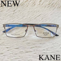 แว่นตา KANE สำหรับตัดเลนส์ กรอบแว่นตา ชาย-หญิง Fashion รุ่น 5608 สีเทา กรอบเต็ม ทรงเหลี่ยม ขาข้อต่อ Stainless Steel