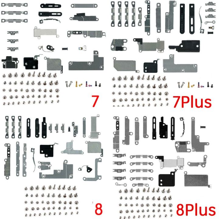 สกรูทั้งหมดทั้งชุดแผ่นที่กันราวยึดภายในโลหะทั้งหมดชุดอุปกรณ์สำหรับ-iphone-7-7p-8plus-x-xs-xr-xax-11-pro-max