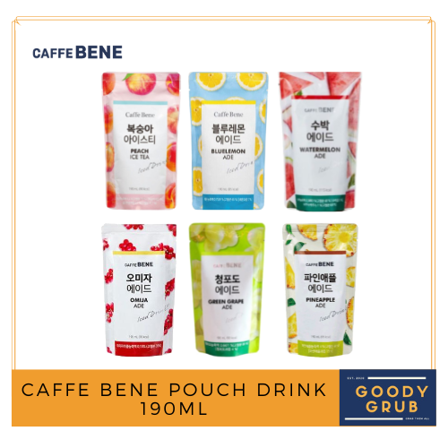 Korean Caffe Bene Juice Ade Pouch Drink 190ML Peach , Bluelemon