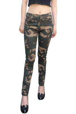 Golden Zebra Jeans กางเกงยีนส์หญิงขาเดฟลายทหารสึน้ำตาลเขียว(sizeเอว25-38)