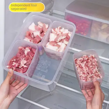 Refrigerator Storage Box with Four Compartment, Food Sub-Packed, Onion,  Ginger, Vegetables, Side Dishes, Frozen Meat Crisper