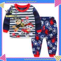 【Fast Delivery?】Trendy Cartoon Paw Patrol Printing Pajama Suit For Boys Round Neck Long Sleeves Tops Trousers Set