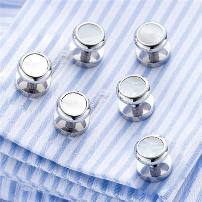 Pearl Shell + Brass Cufflinks For Mens Tuxedo Shirt Stud Cuff Links Buttons  Brand Top Quality Man Wedding Jewelry Gemelos Z692