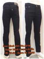 ขากระบอกเล็กผ้ายืด สีดำ แบบซิป LIVE No.2018 Size 28-44 Super black ฟอกนุ่ม