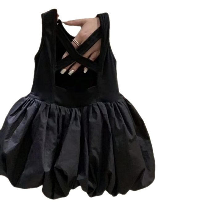 ชุดเดรสแขนกุดสีดำสำหรับเด็กผู้หญิงฤดูร้อน-23-ชุดเจ้าหญิงเสื้อกั๊กใหม่-a707