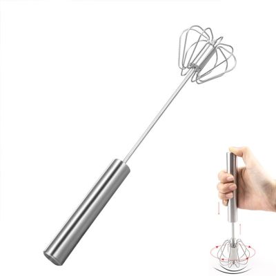 ○✤ Japanese Stainless Steel Egg Beater Stainless Steel Hand Mixer Self Turning Manual Egg Whisk Kitchen Accessories Gadget Egg Tool