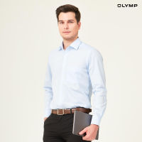 OLYMP LUXOR Shirt เสื้อเชิ้ตชาย สีฟ้า ผ้าเรียบ ทรงหลวม ใส่สบาย รีดง่าย