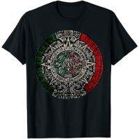 ใหม่ เสื้อยืดลําลอง แขนสั้น พิมพ์ลายปฏิทิน Aztec Sun Stone Mexican Maya Mayans DIY สําหรับผู้ใหญ่  FG8P