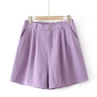 【มีไซส์ใหญ่】Plus Size XL-4XL Womens Solid Color Full Cotton Summer Shorts Oversized Elastic Waist Wide Leg Elegant Shorts