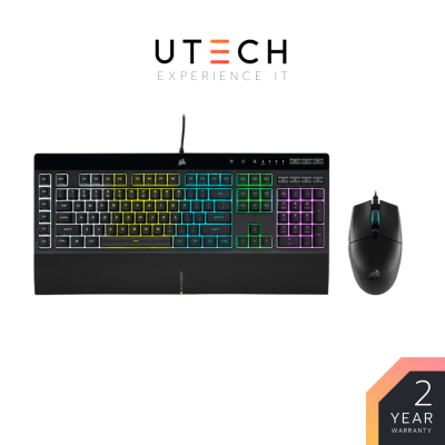 คีย์บอร์ด Corsair Keyboard K55 RGB PRO + KATAR PRO Gaming Bundle Set by UTECH