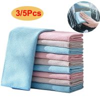 ๑ 3/5Pcs Fish scale Cleaning Cloth Microfiber Kitchen Towels for Dishes Glass Mirror Anti-Grease Wiping Rags Reusable Dishcloth