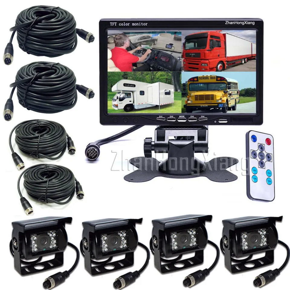 Vehicle Backup Cameras Monitor kit Pin System 12V/24V,4 x AHD 1080P Front  Side