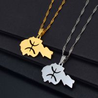 Anniyo Africa Map Berbers Pendant Necklaces African Berber Jewelry for Amazigh Women Men 252021