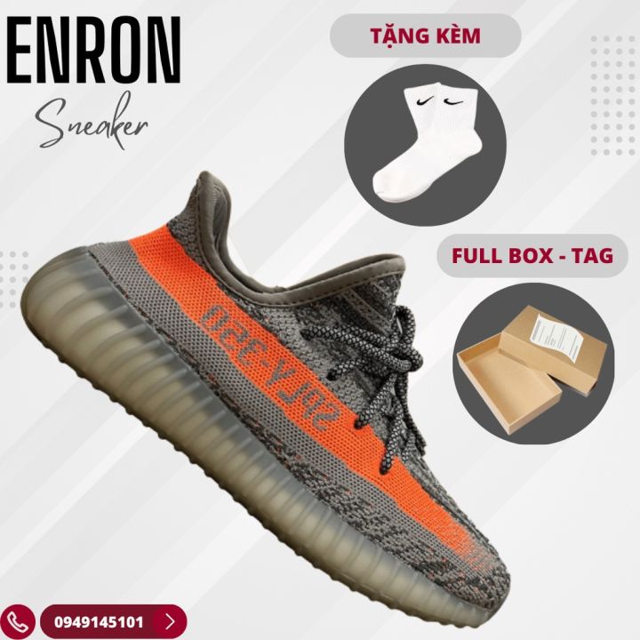 Giày Sneaker Adidas Yeezy Boost 350 V2 Beluga Reflective, Giày Thể Thao Nam  Nữ YZ 350 Xám Đỏ, Full Box + Free Tất Nike 