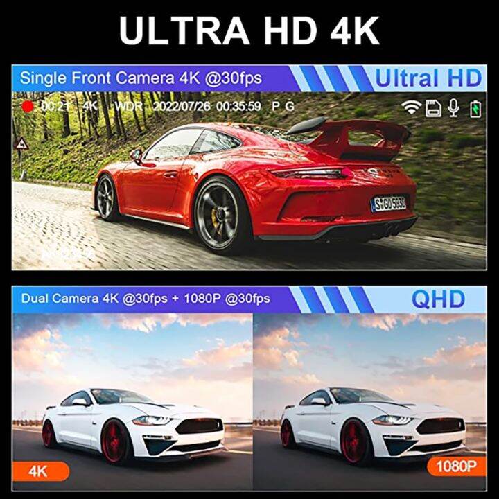 dashcam-4k-gps-รถกล้องหน้ารถจอดรถ-dvr-กล้องมองด้านหน้าและด้านหลัง2160p-hd-ไดรฟ์กล่องดำยานพาหนะเครื่องบันทึกวีดีโอ