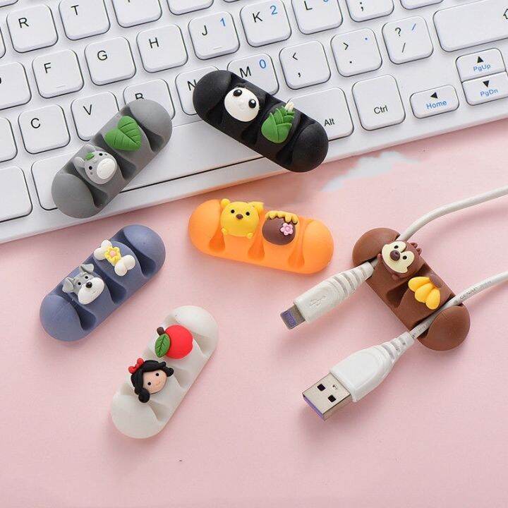 Cartoon Cable Protector Desktop Route Data Cable Storage Tabs Charger ...