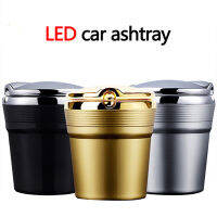 ที่เขี่ยในรถยนต์ Garbag Can With Led Light With Cover Creative Personality Covered Car Inside The Car Multi-Function Car Supplie