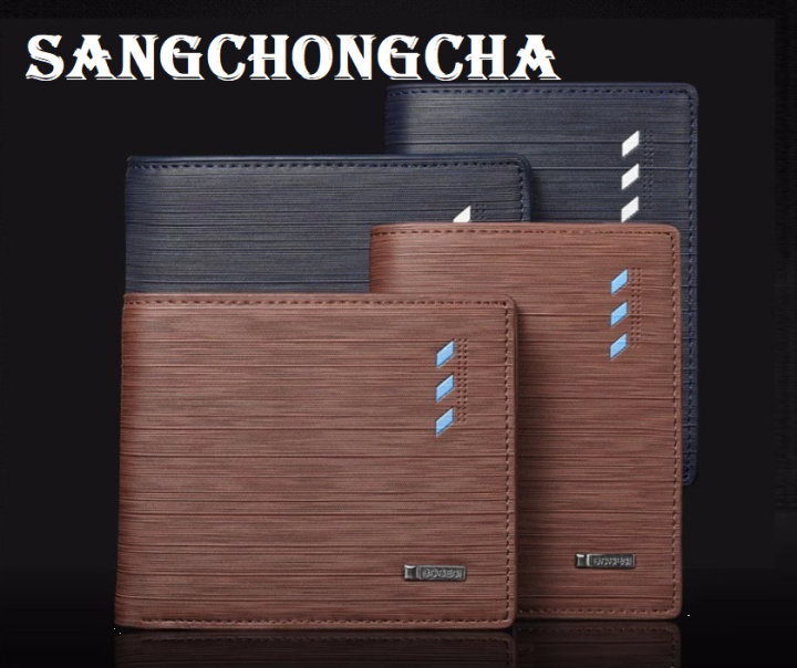 sangchongcha-bghv01-blue-and-brown-กระเป๋าสตางค์-หนังpu-canvas-กระเป๋าสตางค์ผู้ชาย-สองทบ-กระเป๋าสตางค์กันน้ำ-2สี2แบบ-แฟชั่นเกาหลี