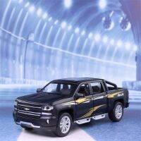 1:32 Chevrolet Silverado Pickup Car Simulation Diecast Metal Alloy Model Car Sound Light Pull Back Collection Kids Toy Gift A325